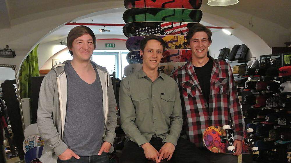 Armin Egger, Georg Paier und Lukas Mölzer gehen mit Zuversicht an ein Skaterpark-Projekt
