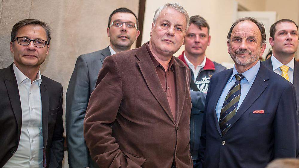 Die ÖVP-Riege Horst Krainz, Manfred Jantscher, Peter Steinkellner, Siegfried Wiggisser, Otto Umlauft und Markus Geiger (von links) 