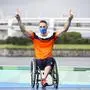 TOKYO,JAPAN,29.AUG.21 - PARALYMPICS, TRIATHLON - Paralympic Summer Games Tokyo 2020, ceremony. Image shows the rejoicing of Jetze Plat (NED).
Photo: GEPA pictures/ Patrick Steiner