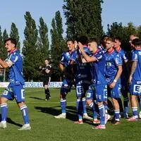 Die GAK-Spieler jubeln nach dem Sieg in der 1. Cup-Runde