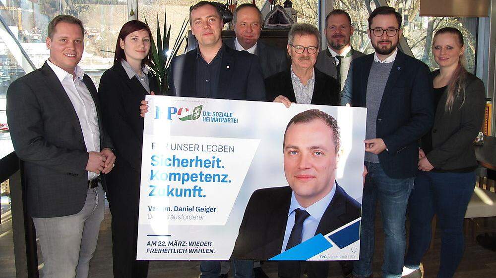 Das Leobener FP-Team mit Spitzenkandidat Daniel Geiger (3.v.l.)