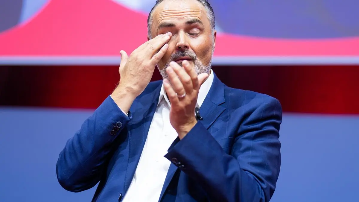 ABD0159_20230603 - LINZ - STERREICH: Burgenlands Landeshauptmann Hans Peter Doskozil am Samstag, 03. Juni 2023, im Rahmen eines au§erordentlichen Bundesparteitages der SP in Linz. - FOTO: APA/GEORG HOCHMUTH