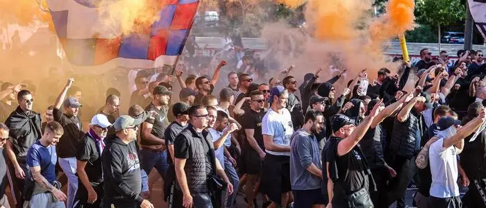 Aufmarsch der kroatischen Fußballfans in Split