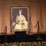 A portrait of Britain's Queen Elizabeth II is seen during the national memorial service to celebrate Her Majesty's life in the Great Hall of Parliament House in Canberra on September 22, 2022. (Photo by AFP)