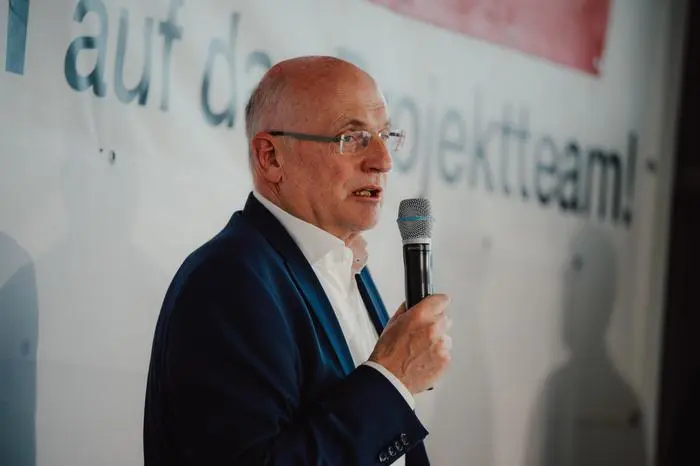 VIENNA,AUSTRIA,18.MAR.25 - SOCCER - OEFB Campus, topping out ceremony. Image shows president Wolfgang Bartosch (OEFB).
Photo: GEPA pictures/ Alexander Solc