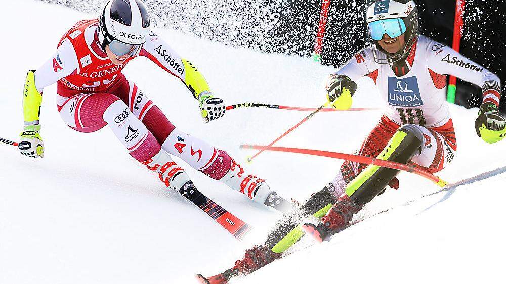 Die steirischen Skifahrerinnen Julia Scheib (links) und Anna Schilcher haben sich erneut Kreuzbandrisse zugezogen