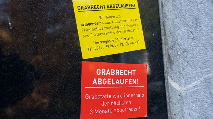 Hinweis für abgelaufene Grabstätte.