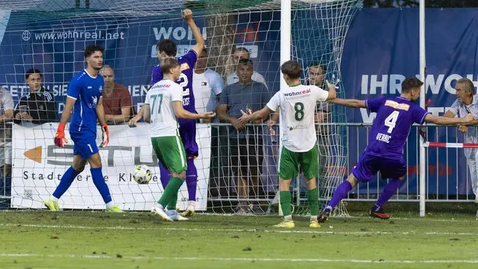Austrias Luka Verbic (rechts) dreht nach seinem Tor jubelnd ab
