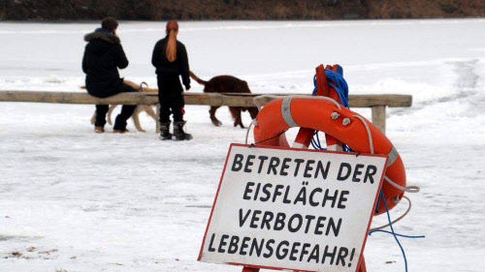 Auch am Vassacher See ist das Eislaufen verboten