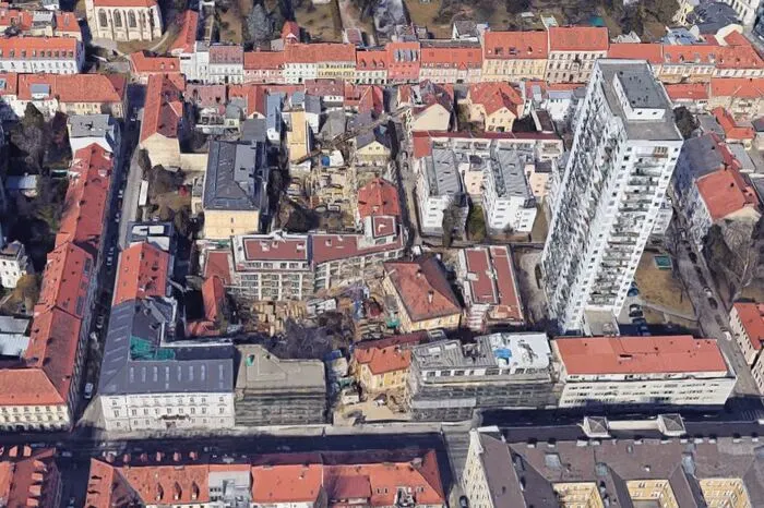 Das Areal liegt direkt dem Elisabethhochhaus zu Füßen.