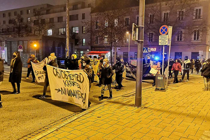 Trotz Minusgraden und Lockdown wurde corona-konform demonstriert. Gesetzt wurde dabei auf Maskenpflicht und Mindestabstand.