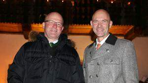 Bürgermeister Hermann Trinker und Altbürgermeister Jürgen Winter auf einem Archivbild bei der Ski-WM 2013