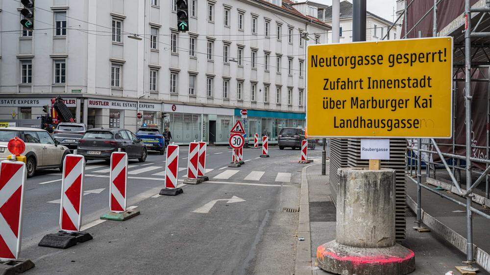 Die Grazer Neutorgasse ist seit März für den Verkehr gesperrt