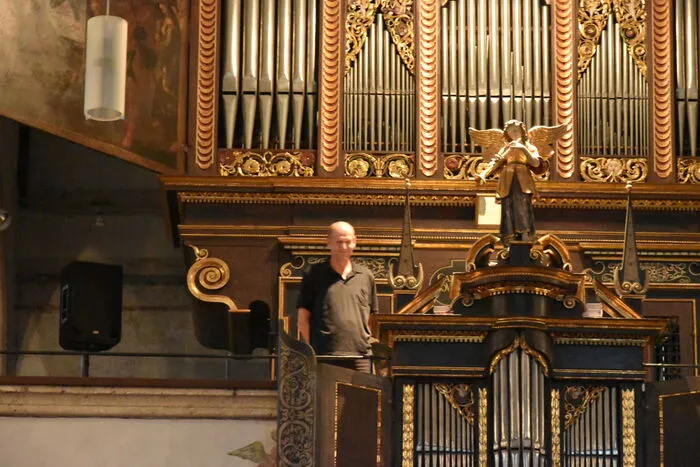 Wolfgang Mitterer ließ sich vor dem Konzert nur für wenige Sekunden blicken... 