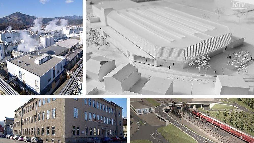 Etliche Bauprojekte und Investitionen prägen 2022, darunter jene bei Norske Skog, der Stadthalle Kapfenberg, der Mittelschule Bruck und dem Bahnhof Wartberg