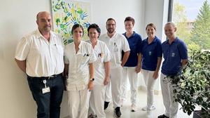 Pflegedirektor Stellvertreter Thomas Singer, Stationsleitung Verena Schittegg, Anna Möstl, Marko Krizman, Nicole Urdl, Sylvia Pfleger-Kleibenzettl und Barbara Engel bilden das Team der Remobilisationsstation am LKH-Standort Bad Radkersburg