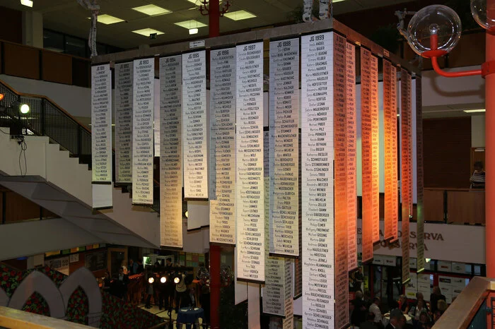 Über 2000 Absolventen wurde in Form einer riesigen Textinstallation verewigt.