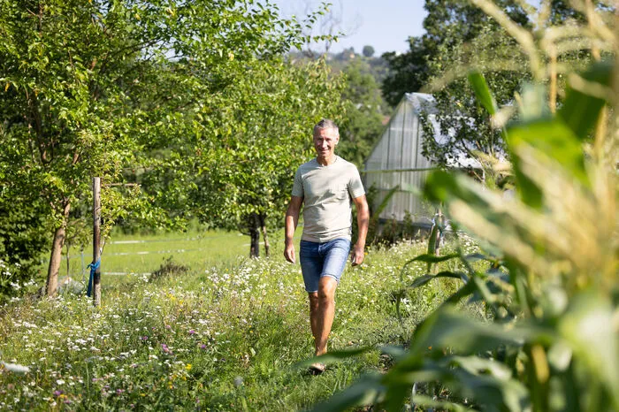 Gemäht wird nie die ganze Wiese auf einmal, sondern immer Stück für Stück - "damit für die Tiere immer Futter da ist"