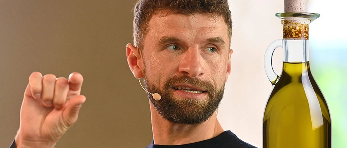 Na, Mahlzeit: Thomas Müller frühstückt Olivenöl und Nüsse