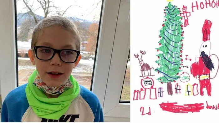 Jannik Buchmaier (8) besucht die 2. Klasse der Volksschule Leoben-Seegraben und hat dort im Rahmen der Nachmittagsbetreuung dieses schöne Bild für uns gezeichnet. Der Nachwuchskünstler liebt schön geschmückte Christbäume mit vielen Kerzen und natürlich auch Geschenke, die darunter liegen.