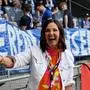 GRAZ,AUSTRIA,05.MAY.24 - SOCCER - ADMIRAL Bundesliga, championship group, SK Sturm Graz vs TSV Hartberg. Image shows: president Brigitte Annerl (Hartberg) and fans. 
Photo: GEPA pictures/ Hans Oberlaender