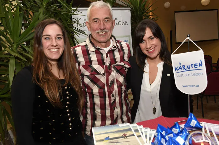 Vera Fina (Kärnten Werbung), Sepp Brandstätter (er produziert den Gailtaler Landmais) und Ingeborg Schnabl (NLW Tourismus Marketing).