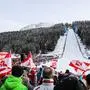 BAD MITTERNDORF,AUSTRIA,29.JAN.23 - NORDIC SKIING, SKI JUMPING, SKI FLYING - FIS World Cup, Kulm, men. Image shows the fans with flags and general view of the hill. Photo: GEPA pictures/ Matic Klansek