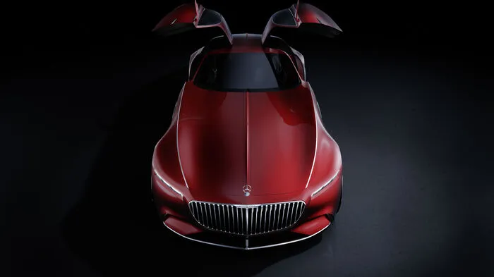 Ein Höhepunkt des Showcars Vision Mercedes-Maybach 6 sind die von den Stuttgartern schon beim 300 SL in den 1950ern verwendeten Flügeltüren. Die Neuinterpretation des Mercedes-Maybach Grills mit seinen feinen senkrechten Streben akzentuiert die Front – inspiriert wurde er übrigens von einem Nadelstreifen-Anzug.