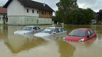 Schwere Überflutungen in Braunau am Inn