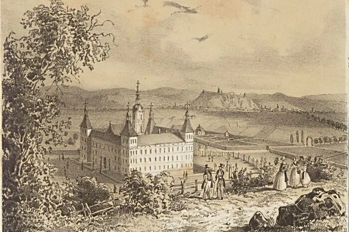 SCHLOSS EGGENBERG Josef Franz Kaiser - Erinnerung an Steiermark (1833) Kaiser gründete die 1. Lithographische Anstalt in Graz und beschäftigte unter anderem Josef Kuwasseg, einen der bekanntesten Lithographen der damaligen Zeit. Von ihm stammen auch die Lithographien dieses Werkes, das ein reiner Bildband ist und sehnsüchtig schöne Blicke auf die Sehenswürdigkeiten der Stadt zeigt. Hier möchte man sein – der Blick des Betrachters wird geschickt mit Lichtimpressionen gelenkt, die Szenerie wirkt lebendig. Kuwasseg arbeitete ausschließlich nach der Natur und war an den Originalschauplätzen.