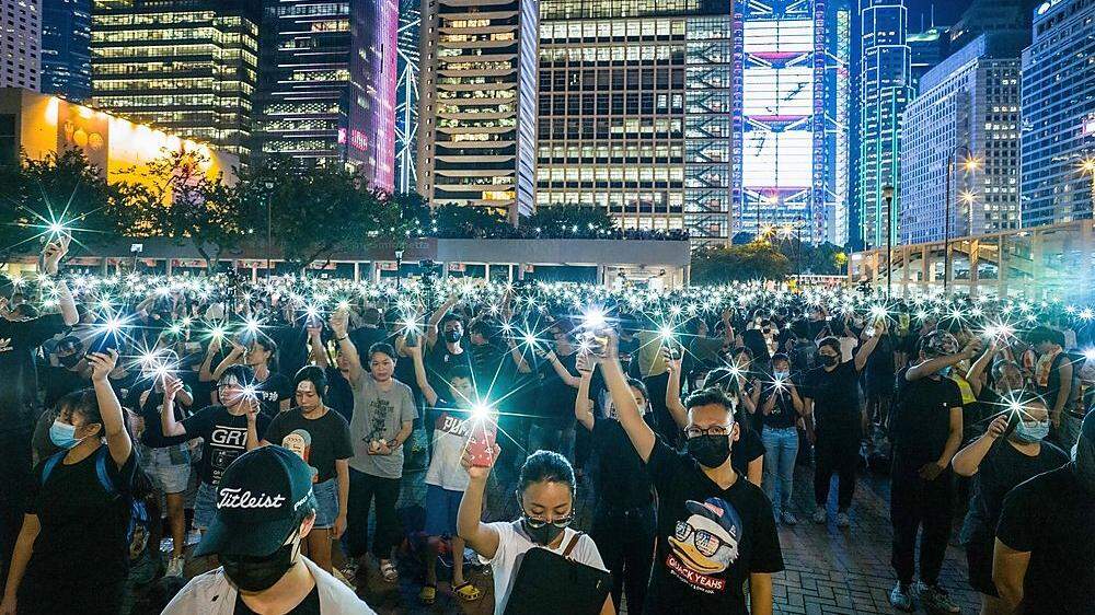 Die Menschenkette in Hongkong