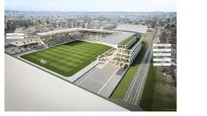 Eine Computerdarstellung des ausgebauten Fußballstadions in Liebenau