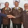 LH-Stv. Michael Schickhofer mit dem neuen Landesfeuerwehrkommandanten Reinhard Leichtfried, dessen neuen Stellvertreter Erwin Grangl und dem scheidenden Feuerwehrchef Albert Kern