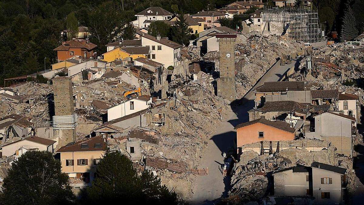 Blick auf Amatrice - ein Jahr nach dem Erdbeben August 2016