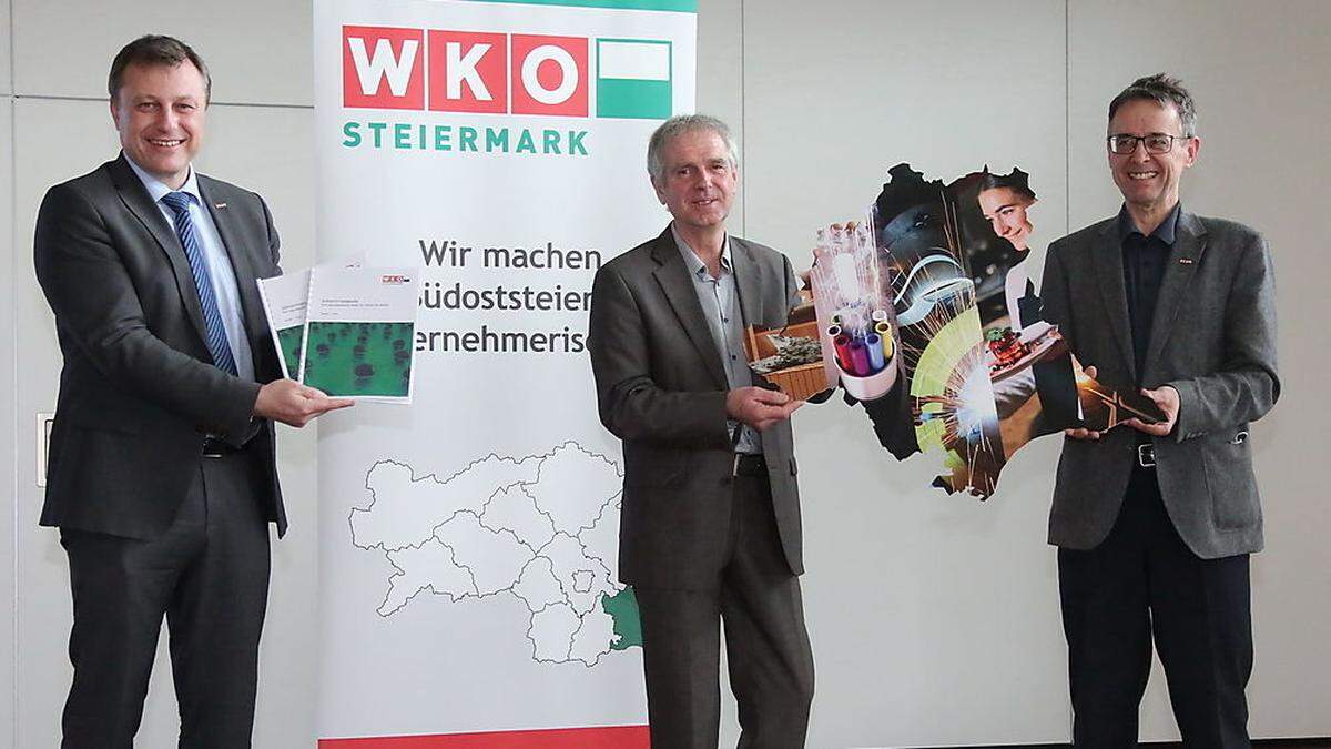 Heuberger, Stangl und Sommer (vl) bei der Präsentation der Studie im Feldbacher Zentrum. 