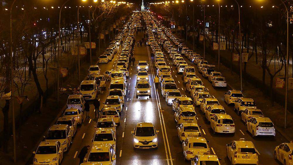 Streik der Taxifahrer in Madrid
