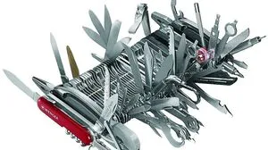 Dieses Modell erscheint ein wenig übertrieben. Hersteller Wenger gehört auch zum Victorinox-Konzern