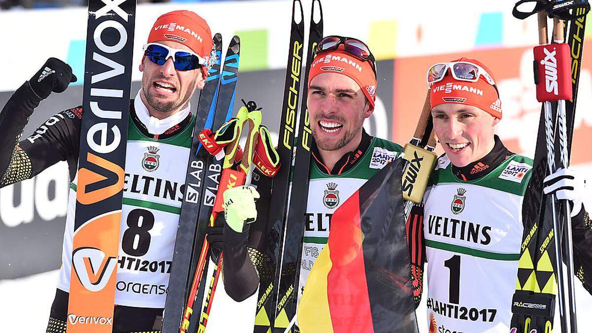 Björn Kircheisen, Johannes Rydzek und Eric Frenzel (von links)