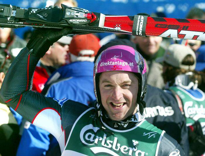 Hans Knauß nach seinem Gewinn der Silbermedaille in St. Moritz im Jahr 2003