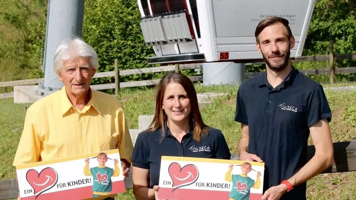 Viktor Plank, Stefanie Hopfgartner und Michael Steinacher bescheren zehn Familien krebskranker Kinder einen Tagesausflug am Goldeck
