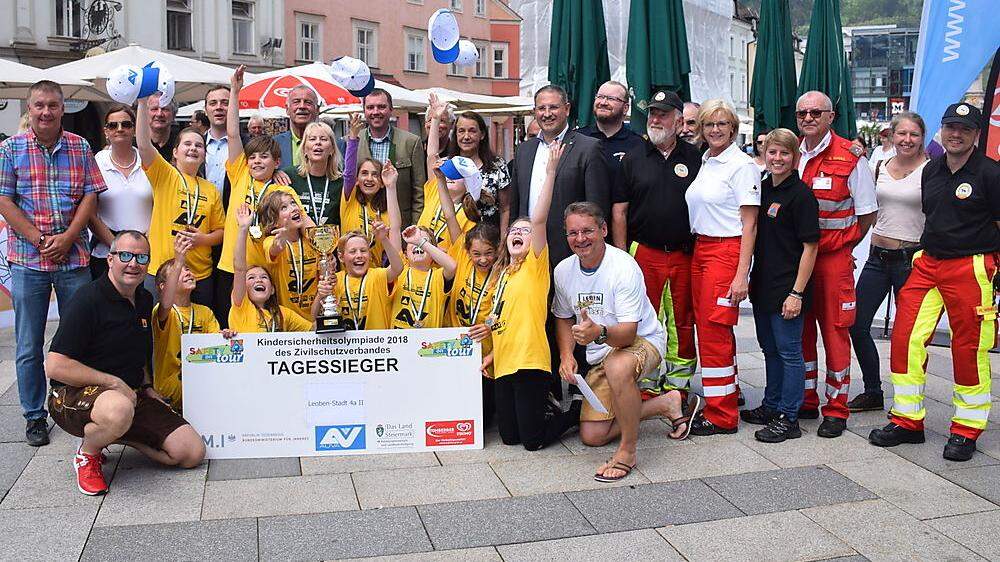 Das Team 4a-Klasse II der Volksschule Leoben-Stadt wurde Tagessieger bei der Kindersicherheitsolympiade
