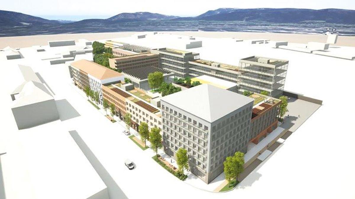 Das ist eine erste Visualisierung vom geplanten Stadtviertel am Westbahnhof Villach