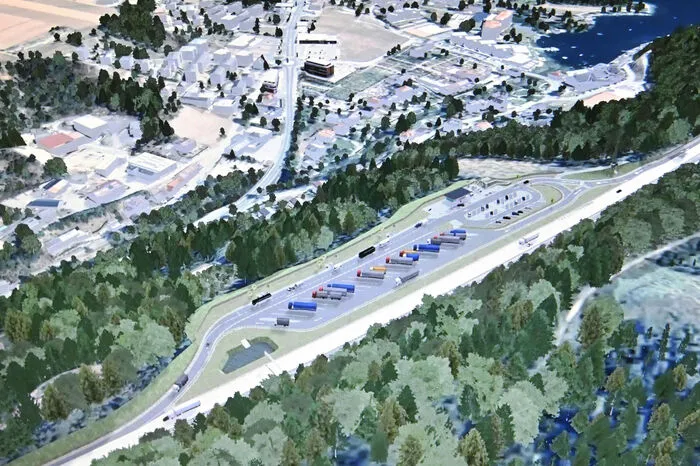 Eine Skizze des geplanten Rastplatzes entlang der Tauernautobahn in Fahrtrichtung Salzburg.