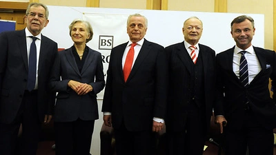 Von links: Van der Bellen, Griss, Hundstorfer, Khol und Hofer