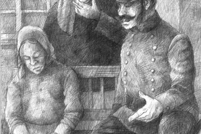 Die an den Händen gefesselte Josepha bat, unbemerkt ins Bezirksgericht gebracht zu werden