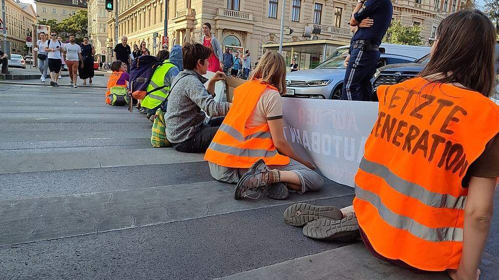 Protestaktion auf der Wiener Ringstraße