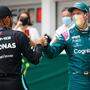 Lewis Hamilton (links) und Sebastian Vettel haben beide gute Aussichten auf eine Krönung zum Saisonende