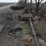 Ein zerstörter russischer Panzer in der Region Kherson. 