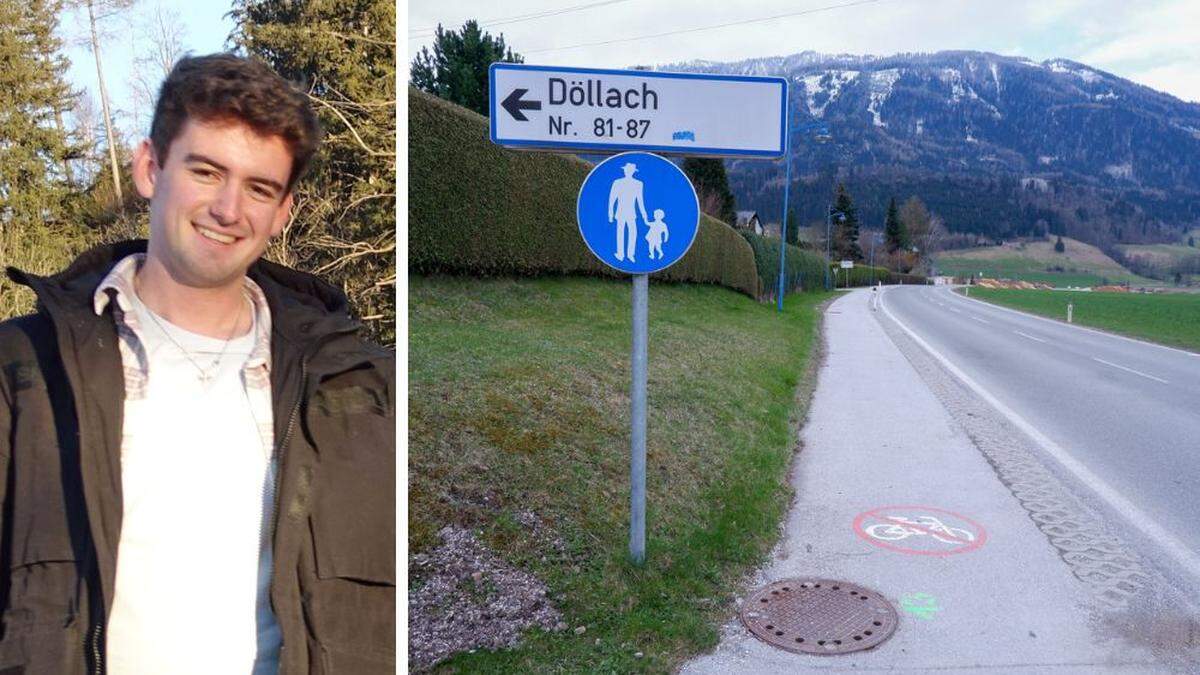 Anrainer Lucas Götzenauer kritisiert: Auf diesem Fußgängerweg in Döllach (Gemeinde Lassing) haben Radfahrer für Unfälle gesorgt