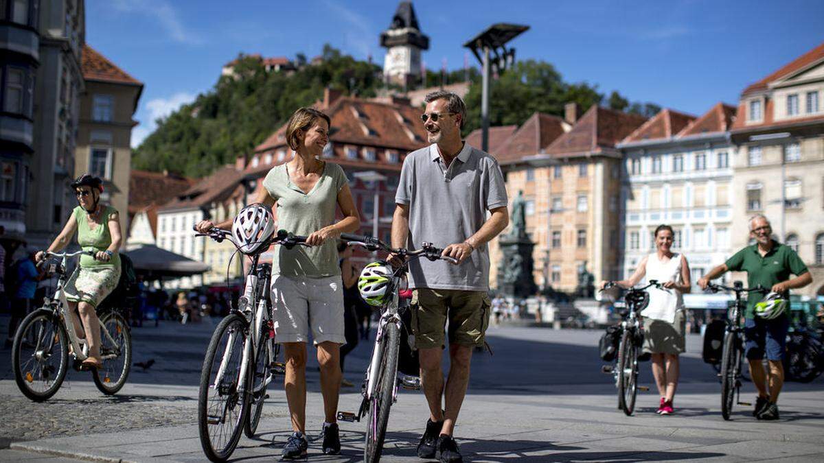 Touristen in Graz - langsam werden es wieder mehr